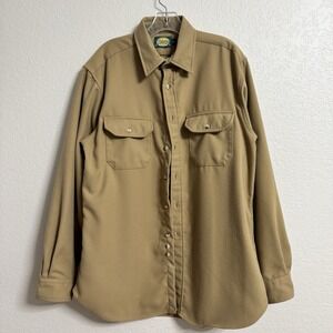 Cabelas Shirt Mens LT Large Tall Brown Button Up Flap Pockets Outdoors